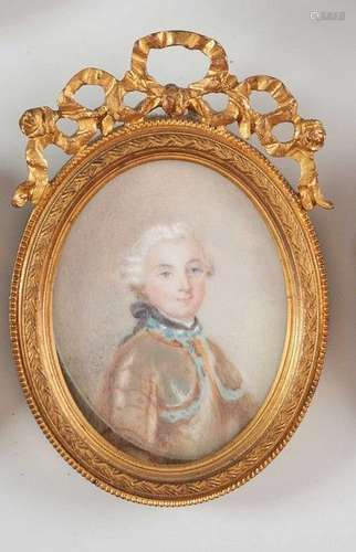 MINIATURE SUR IVOIRE ovale portrait présumé Marquis de Gizan...