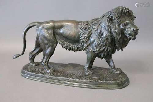 Jules MOIGNIEZ (1835-1894) Lion marchant Epreuve en bronze à...