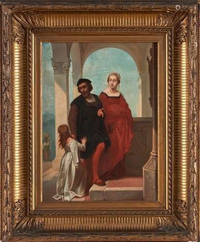 Ecole Romantique du milieu du XIXe siècle Couple et enfant s...