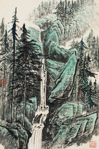 溥 佺（1913-1991） 山水 纸本设色 立轴