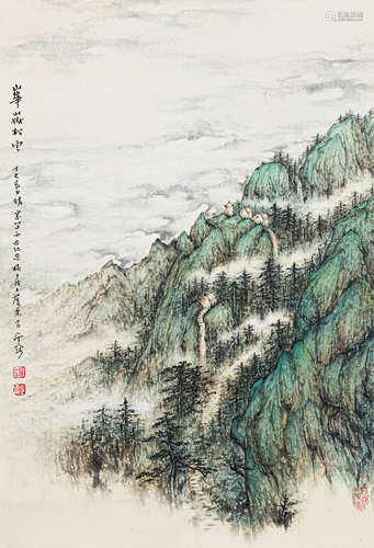 刘止庸（1910-1996） 华嶽松云 纸本设色 立轴