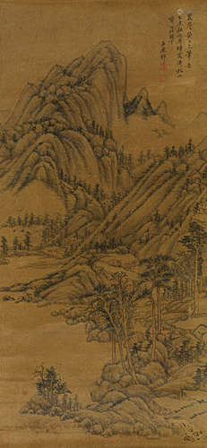 王原祁（1642-1715） 山水 绫本设色 立轴