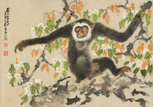 赵少昂（1905-1998） 猿 纸本设色 镜心