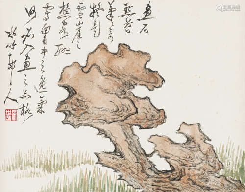 徐世昌（1855-1939） 奇石图 纸本设色 镜心