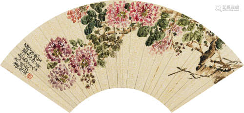 诸闻韵（1895-1939） 花卉扇面 纸本设色 扇面