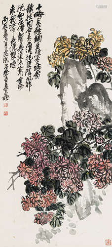 吴昌硕（1844-1927） 花卉 纸本设色 立轴