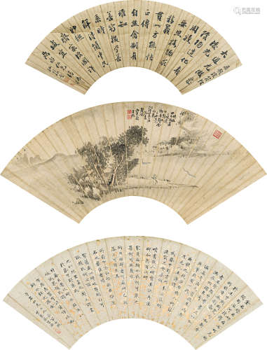 江朝宗（1861-1943）白芙兰 蔡曾源  书画三挖 纸本设色 立轴