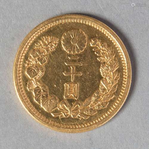 JAPON MEIJI: 20 YEN AN 30 (1897) 16 gr 63 KM 34 TTB+ (lavée)