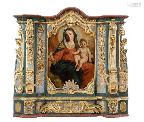 Tabernacle d'appoint avec paire de bougeoirs. Italie. 19ème ...