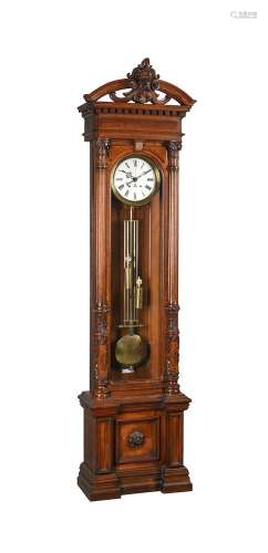 AN IMPRESSIVE GERMAN CARVED OAK HOUR-STRIKING LONGCASE REGUL...