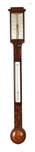 A WILLIAM IV MAHOGANY MERCURY STICK BAROMETER