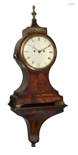 A GEORGE III FIGURED MAHOGANY BALLOON-SHAPED BRACKET CLOCK W...