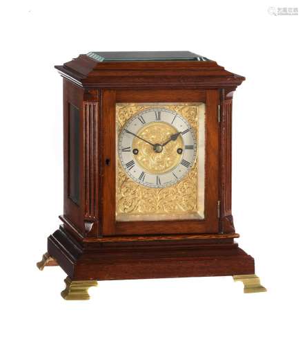 A VICTORIAN MAHOGANY SMALL FIVE-GLASS MANTEL CLOCK