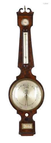 A WILLIAM IV MAHOGANY MERCURY WHEEL BAROMETER WITH 10 INCH D...