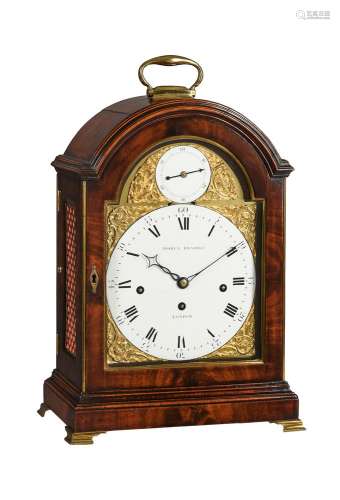 A GEORGE III BRASS MOUNTED QUARTER-CHIMING TABLE CLOCK WITH ...