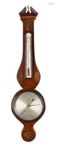 A RARE GEORGE III INLAID MAHOGANY MERCURY WHEEL BAROMETER