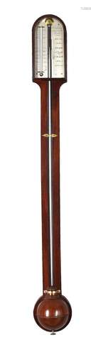 A WILLIAM IV/EARLY VICTORIAN MAHOGANY MERCURY STICK BAROMETE...