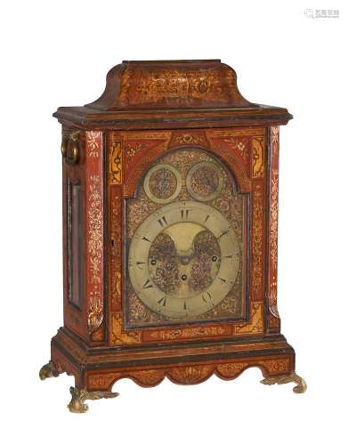 A FINE AND RARE GEORGE III RED JAPANNED MUSICAL TABLE CLOCK ...