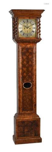 AN OYSTER WALNUT VENEERED EIGHT-DAY LONGCASE CLOCK