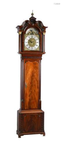 A GEORGE III MAHOGANY LONGCASE CLOCK WITH MOONPHASE, CONCENT...