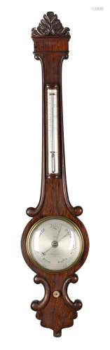 Y A VICTORIAN ROSEWOOD MERCURY WHEEL BAROMETER WITH SIX-INCH...