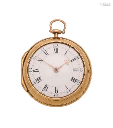 A FINE GEORGE III GOLD PAIR-CASED POCKET WATCH WITH CYLINDER...