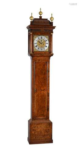 A FINE QUEEN-ANNE BURR WALNUT EIGHT-DAY LONGCASE CLOCK