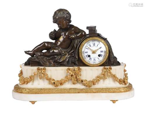 A FRENCH NAPOLEON III PATINATED BRONZE AND ORMOLU MOUNTED WH...