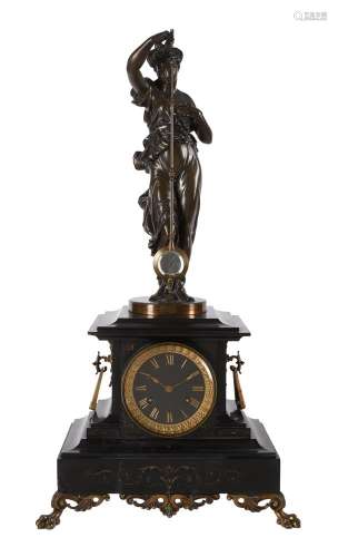 A FRENCH PATINATED SPELTER AND GILT BRASS MOUNTED BELGE NOIR...