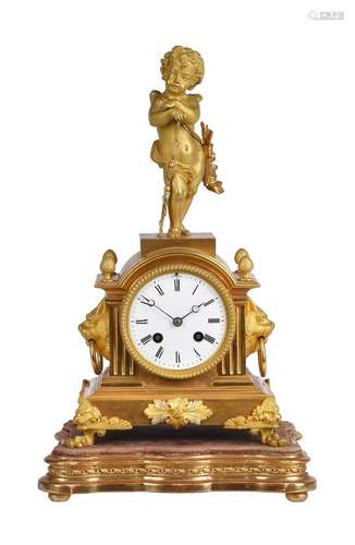 A FRENCH ORMOLU FIGURAL MANTEL CLOCK