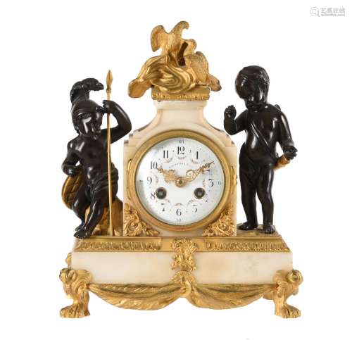 A FRENCH LOUIS XVI STYLE ORMOLU, PATINATED BRONZE AND WHITE ...