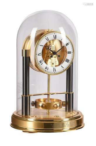 A GILT AND OXIDISED BRASS 150 YEAR ANNIVERSARY ATMOS TIMEPIE...