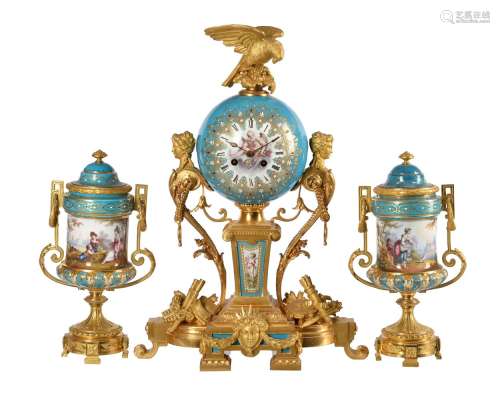 A FINE FRENCH BELLE EPOCHE ORMOLU MOUNTED SEVRES STYLE PORCE...