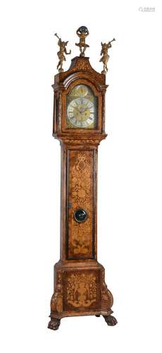 A WALNUT AND FLORAL MARQUETRY EIGHT DAY LONGCASE CLOCK