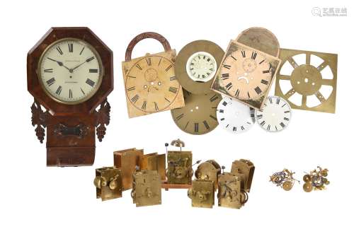 A VICTORIAN MAHOGANY FUSEE DROP-DIAL WALL TIMEPIECE AND A GR...