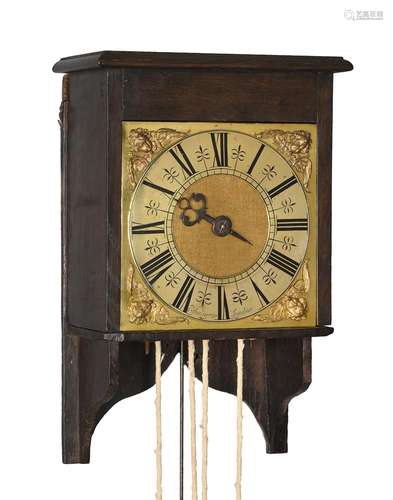 A WILLIAM III HOODED WALL CLOCK MOVEMENT WITH SEVEN-INCH DIA...