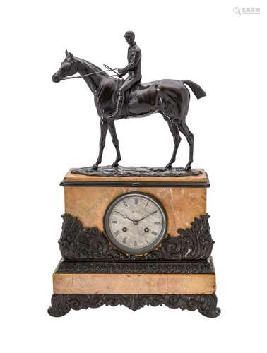 A FRENCH LOUIS PHILIPPE PATINATED BRONZE AND SIENA MARBLE FI...