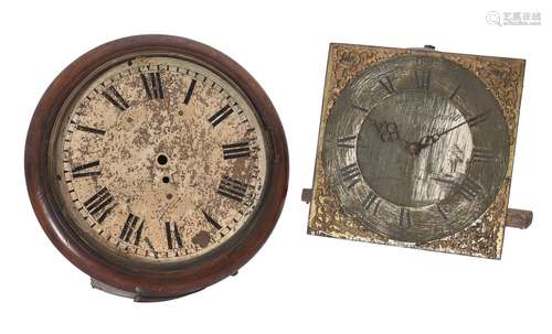 A GEORGE III THIRTY-HOUR LONGCASE CLOCK MOVEMENT AND DIAL