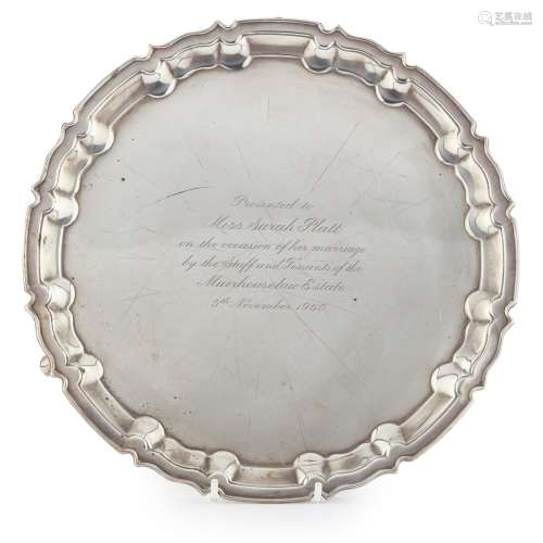 A MODERN SALVER WILLIAM HUTTON AND SONS, SHEFFIELD,