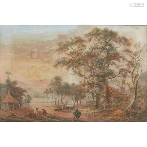 ATTRIBUTED TO PAUL SANDBY AN EXTENSIVE WOODED RIVER