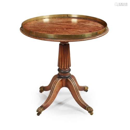 A REGENCY MAHOGANY AND BRASS TEA TABLE EARLY 19TH