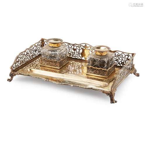 A 1930S SILVER GILT INKSTAND WILLIAM HUTTON & SON…