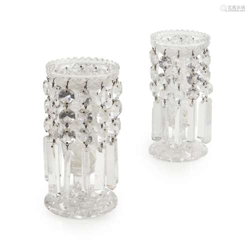 A PAIR OF CUT GLASS CANDLE LUSTRES 19TH CENTURY