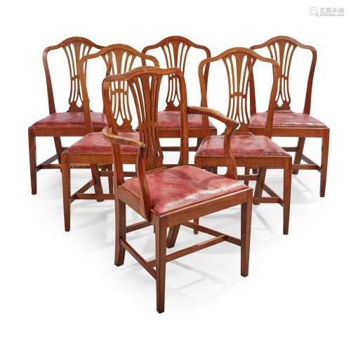 A SET OF SIX GEORGIAN STYLE MAHOGANY DINING CHAIRS …
