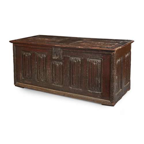 A LARGE OAK COFFER 16TH CENTURY