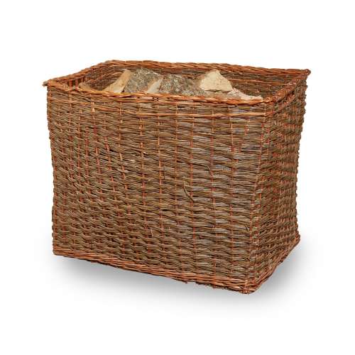 A LARGE WICKER LOG BASKET 20TH CENTURY