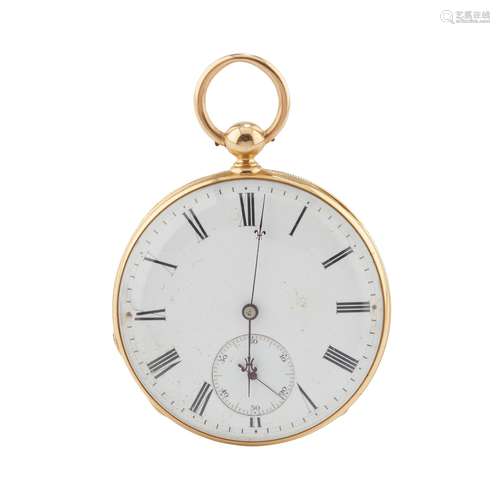 AN 18CT GOLD CASED POCKET WATCH RUSSEL & FILS