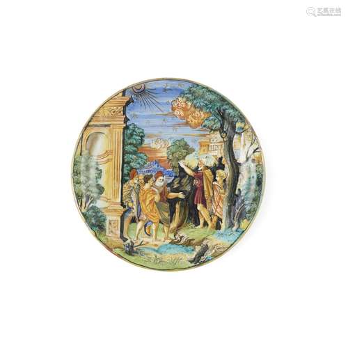 AN ITALIAN [GUBBIO] ISTORIATA MAIOLICA LUSTRED DISH