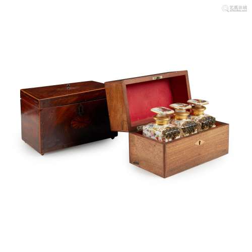 Y A VICTORIAN ROSEWOOD AND INLAID TEA CADDY MID/LATE