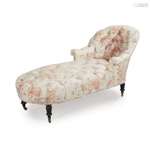 A VICTORIAN BUTTON UPHOLSTERED CHAISE LONGUE MID…
